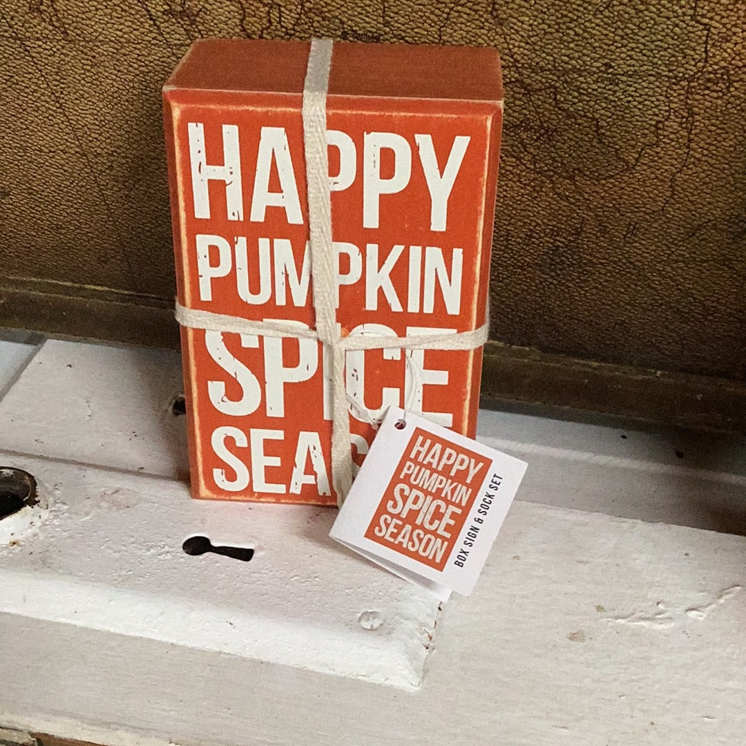 Box Sign and Sock Set - Pumpkin